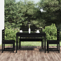 Set da Pranzo per Giardino 4pz Nero in Legno Massello di Pinocod mxl 124179