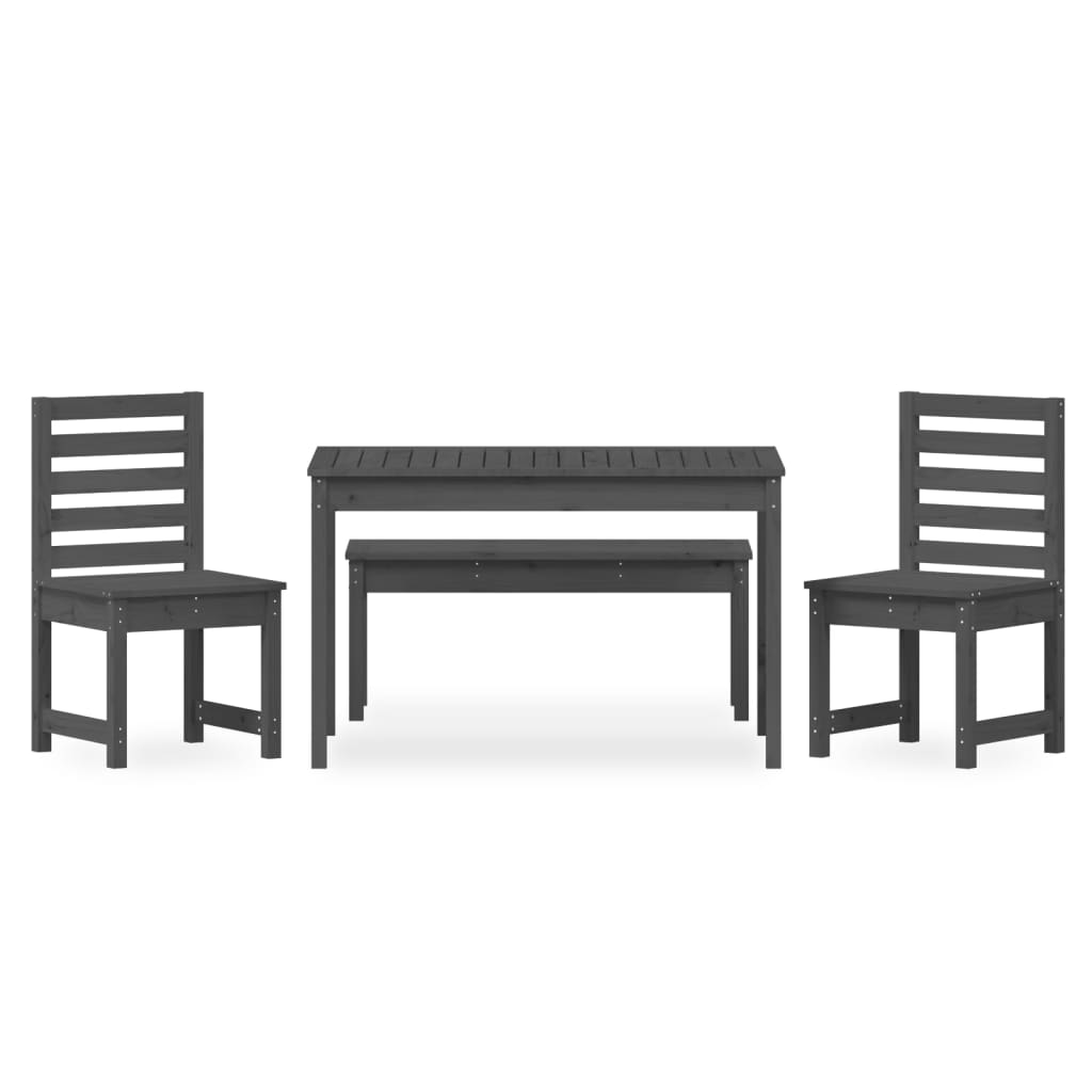 Set da Pranzo per Giardino 4pz Grigio in Legno Massello di Pinocod mxl 124202