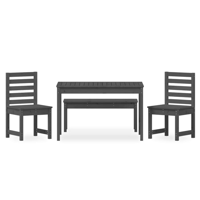 Set da Pranzo per Giardino 4pz Grigio in Legno Massello di Pinocod mxl 124202