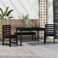 Set da Pranzo per Giardino 4pz Nero in Legno Massello di Pino 3154705