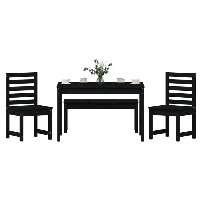 Set da Pranzo per Giardino 4pz Nero in Legno Massello di Pino 3154705