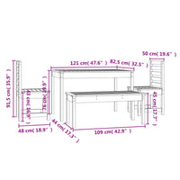 Set da Pranzo per Giardino 4pz Nero in Legno Massello di Pino 3154705