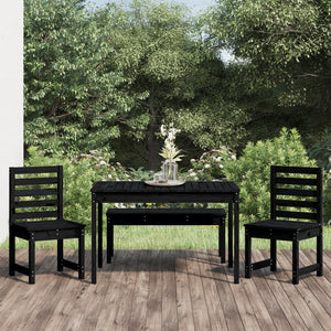 Set da Pranzo per Giardino 4pz Nero in Legno Massello di Pino 3154705