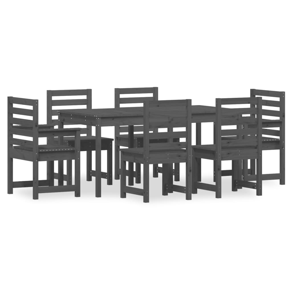 Set da Pranzo per Giardino 7pz Grigio in Legno Massello di Pino 3154709