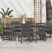 Set da Pranzo per Giardino 7pz Grigio in Legno Massello di Pino 3154709