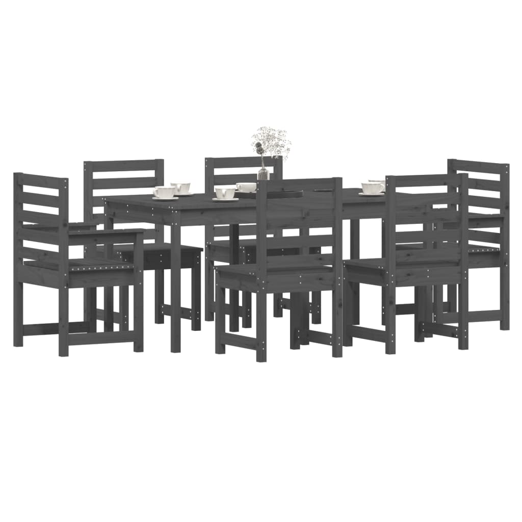 Set da Pranzo per Giardino 7pz Grigio in Legno Massello di Pino 3154709