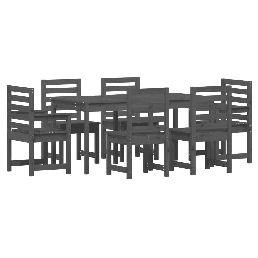 Set da Pranzo per Giardino 7pz Grigio in Legno Massello di Pino 3154709