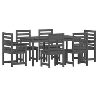 Set da Pranzo per Giardino 7pz Grigio in Legno Massello di Pino 3154709