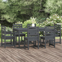 Set da Pranzo per Giardino 7pz Grigio in Legno Massello di Pino 3154709