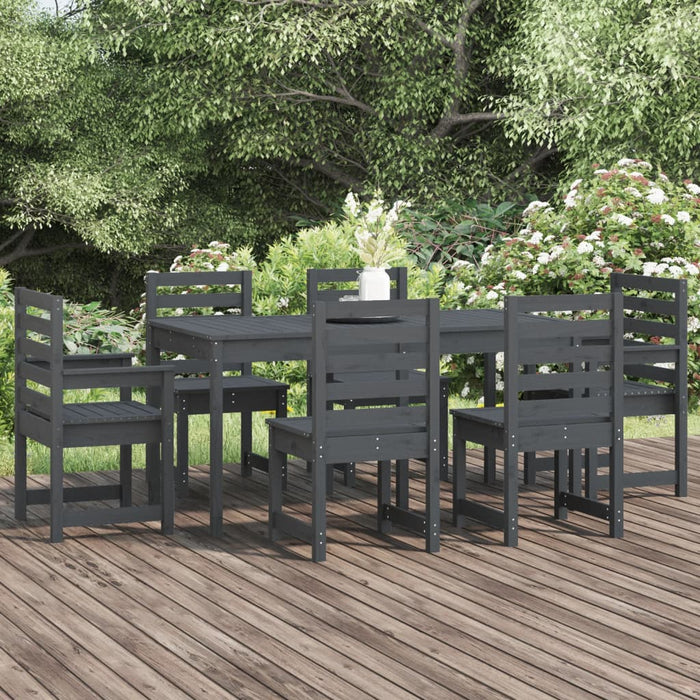 Set da Pranzo per Giardino 7pz Grigio in Legno Massello di Pino 3154709