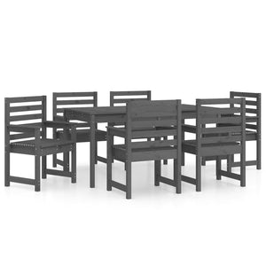 Set da Pranzo per Giardino 7pz Grigio in Legno Massello di Pinocod mxl 124180