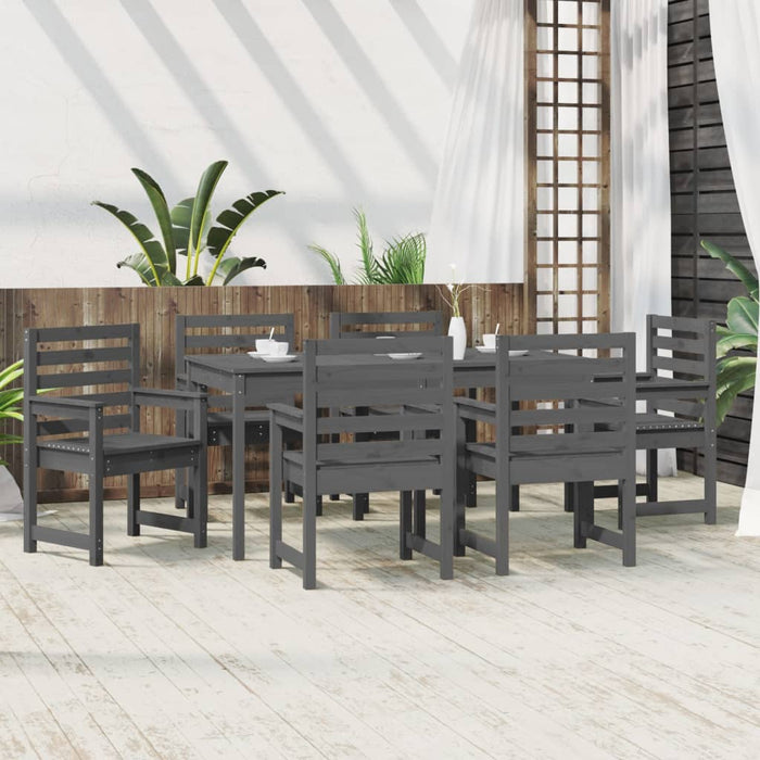 Set da Pranzo per Giardino 7pz Grigio in Legno Massello di Pinocod mxl 124180