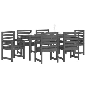 Set da Pranzo per Giardino 7pz Grigio in Legno Massello di Pino 3154715