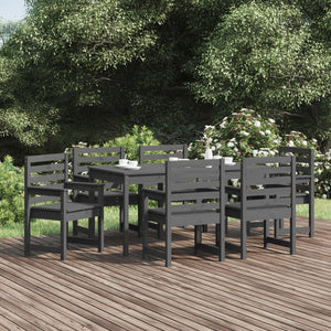 Set da Pranzo per Giardino 7pz Grigio in Legno Massello di Pinocod mxl 124180