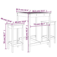 Set Bar da Giardino 3 pz in Legno Massello di Pino 3154725