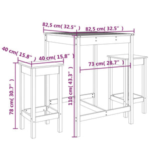 Set Bar da Giardino 3 pz in Legno Massello di Pino 3154725