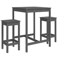 Set Bar da Giardino 3 pz Grigio in Legno Massello di Pino 3154727