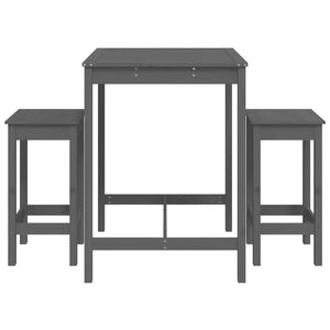 Set Bar da Giardino 3 pz Grigio in Legno Massello di Pino 3154727