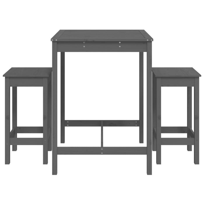 Set Bar da Giardino 3 pz Grigio in Legno Massello di Pino 3154727