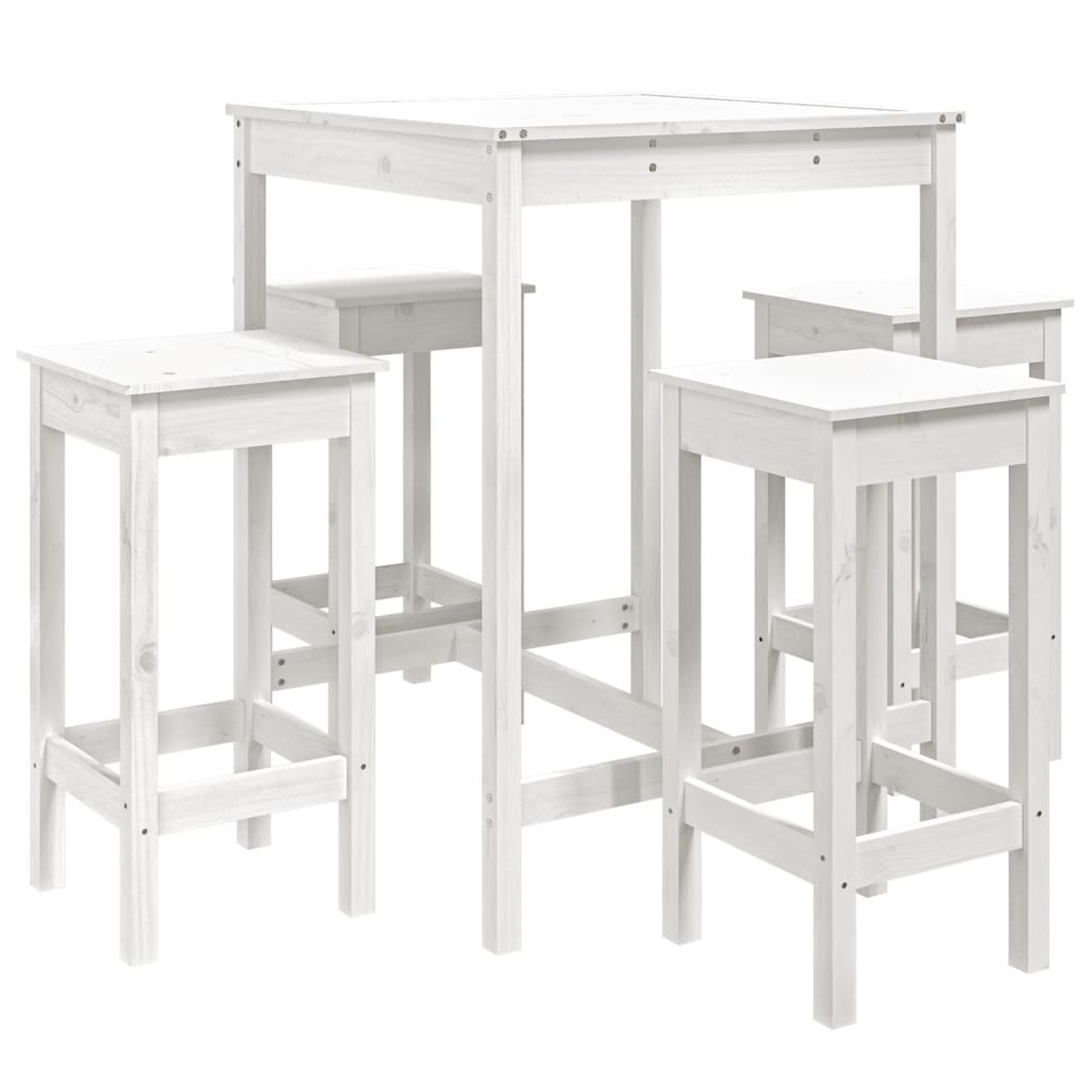 Set Bar da Giardino 5 pz Bianco in Legno Massello di Pino 3154731