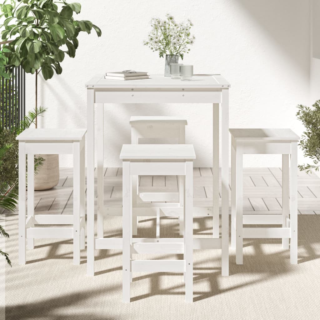 Set Bar da Giardino 5 pz Bianco in Legno Massello di Pino 3154731