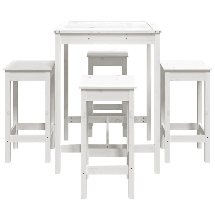 Set Bar da Giardino 5 pz Bianco in Legno Massello di Pino 3154731