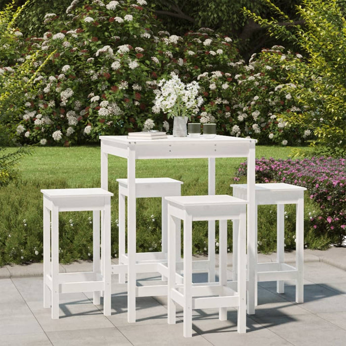 Set Bar da Giardino 5 pz Bianco in Legno Massello di Pino 3154731