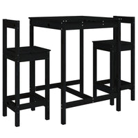 Set Bar da Giardino 3 pz Nero in Legno Massello di Pinocod mxl 70041