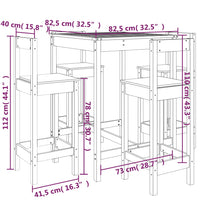 Set Bar da Giardino 5 pz in Legno Massello di Pino 3154740