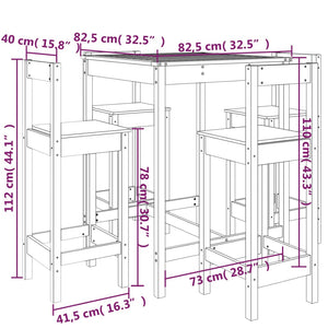 Set Bar da Giardino 5 pz in Legno Massello di Pino 3154740