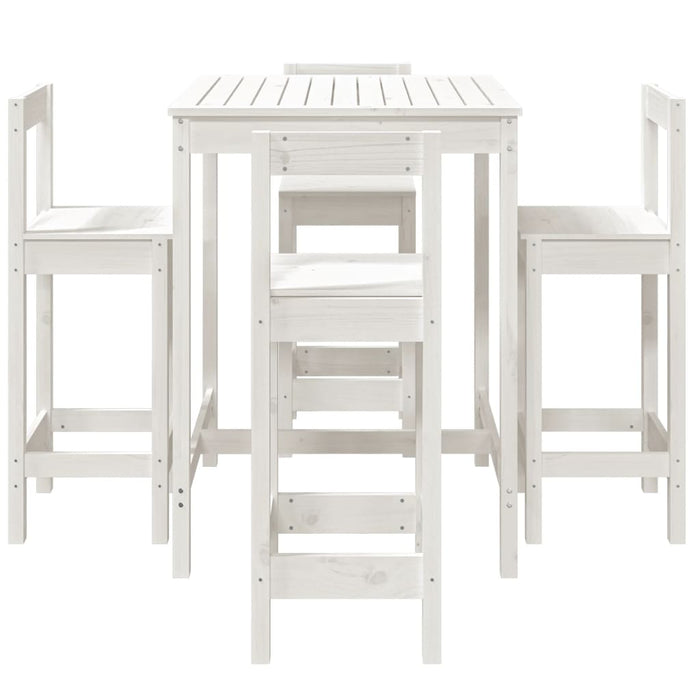 Set Bar da Giardino 5 pz Bianco in Legno Massello di Pino 3154741