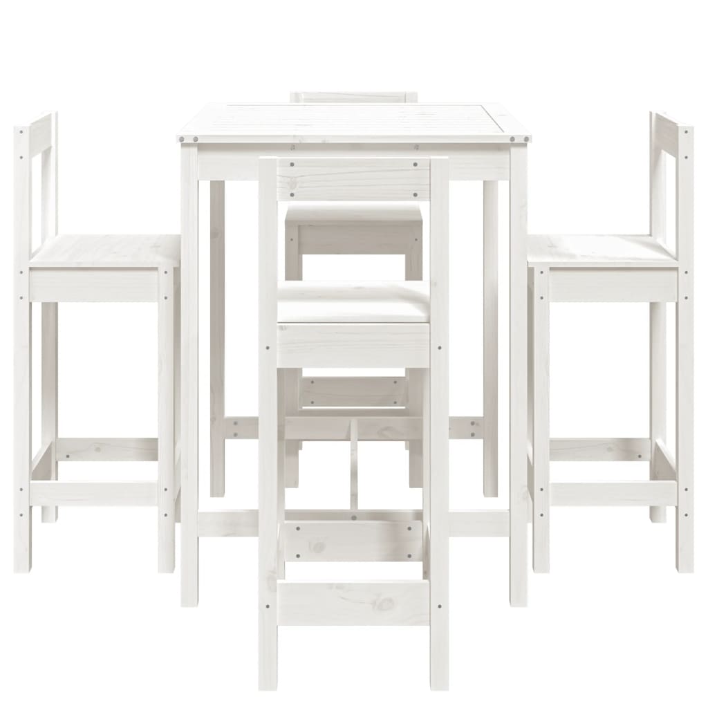 Set Bar da Giardino 5 pz Bianco in Legno Massello di Pino 3154741