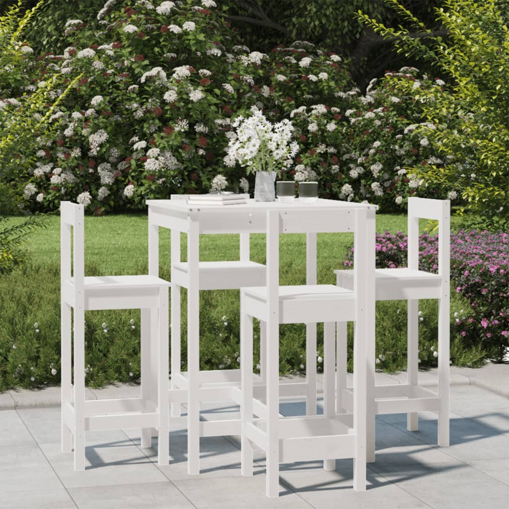 Set Bar da Giardino 5 pz Bianco in Legno Massello di Pino 3154741