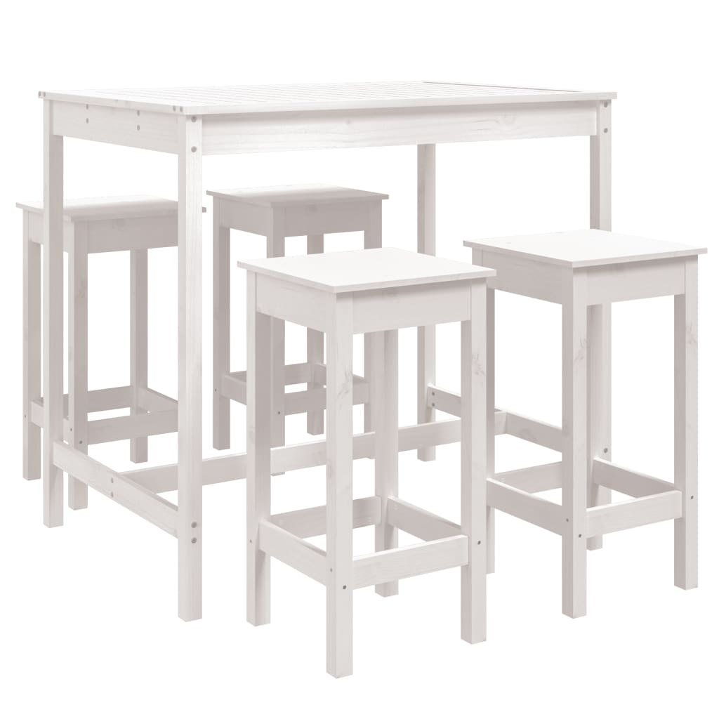 Set Bar da Giardino 5 pz Bianco in Legno Massello di Pino 3154746