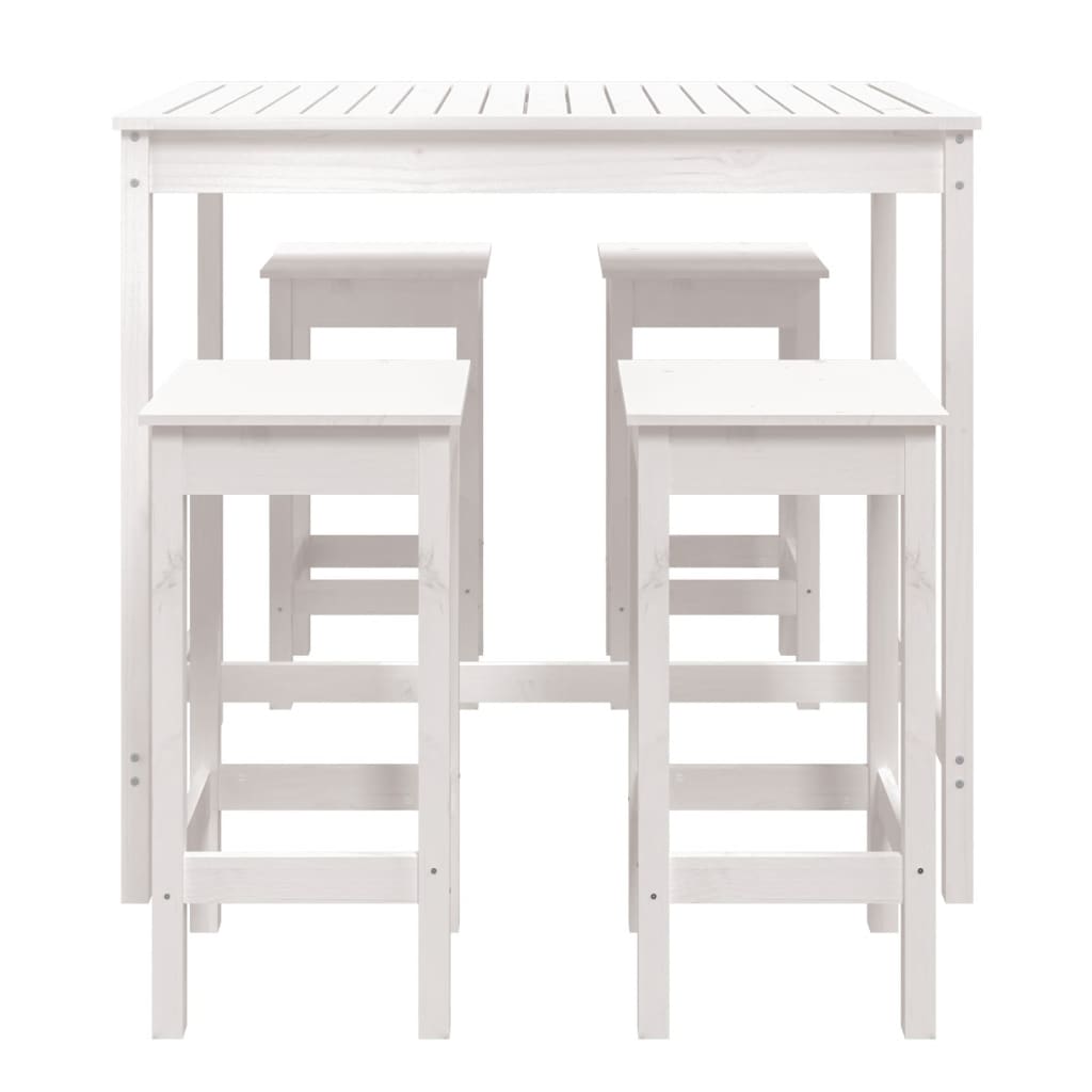 Set Bar da Giardino 5 pz Bianco in Legno Massello di Pino 3154746