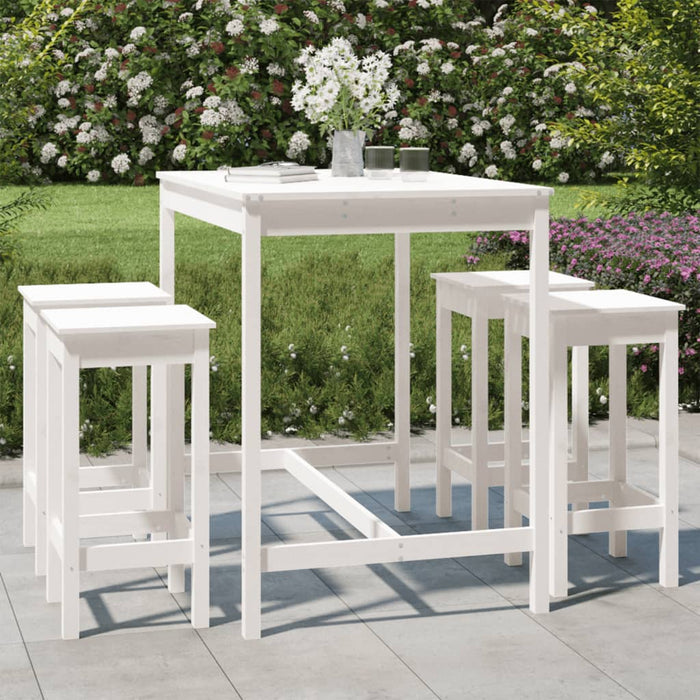 Set Bar da Giardino 5 pz Bianco in Legno Massello di Pino 3154746