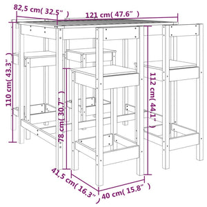 Set Bar da Giardino 5 pz Bianco in Legno Massello di Pino 3154751