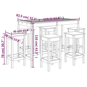 Set Bar da Giardino 7 pz in Legno Massello di Pino 3154755