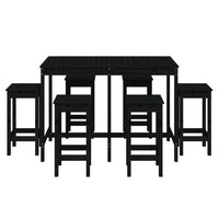 Set Bar da Giardino 7 pz Nero in Legno Massello di Pino 3154759