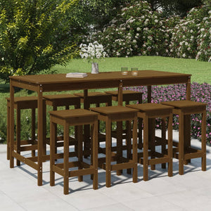 Set Bar da Giardino 9 pz Miele in Legno Massello di Pino 3154768