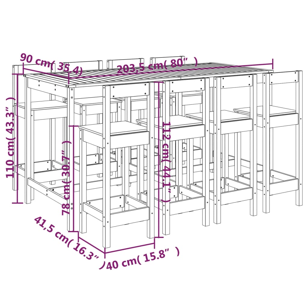 Set Bar da Giardino 9 pz in Legno Massello di Pino 3154770