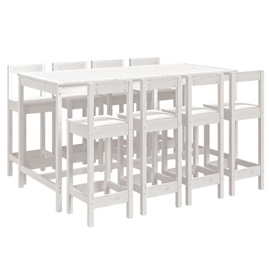 Set Bar da Giardino 9 pz Bianco in Legno Massello di Pino 3154771