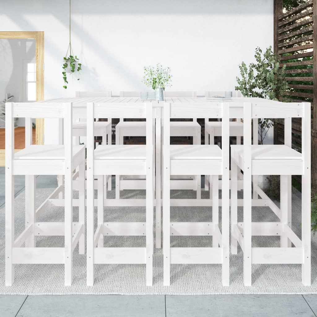 Set Bar da Giardino 9 pz Bianco in Legno Massello di Pino 3154771