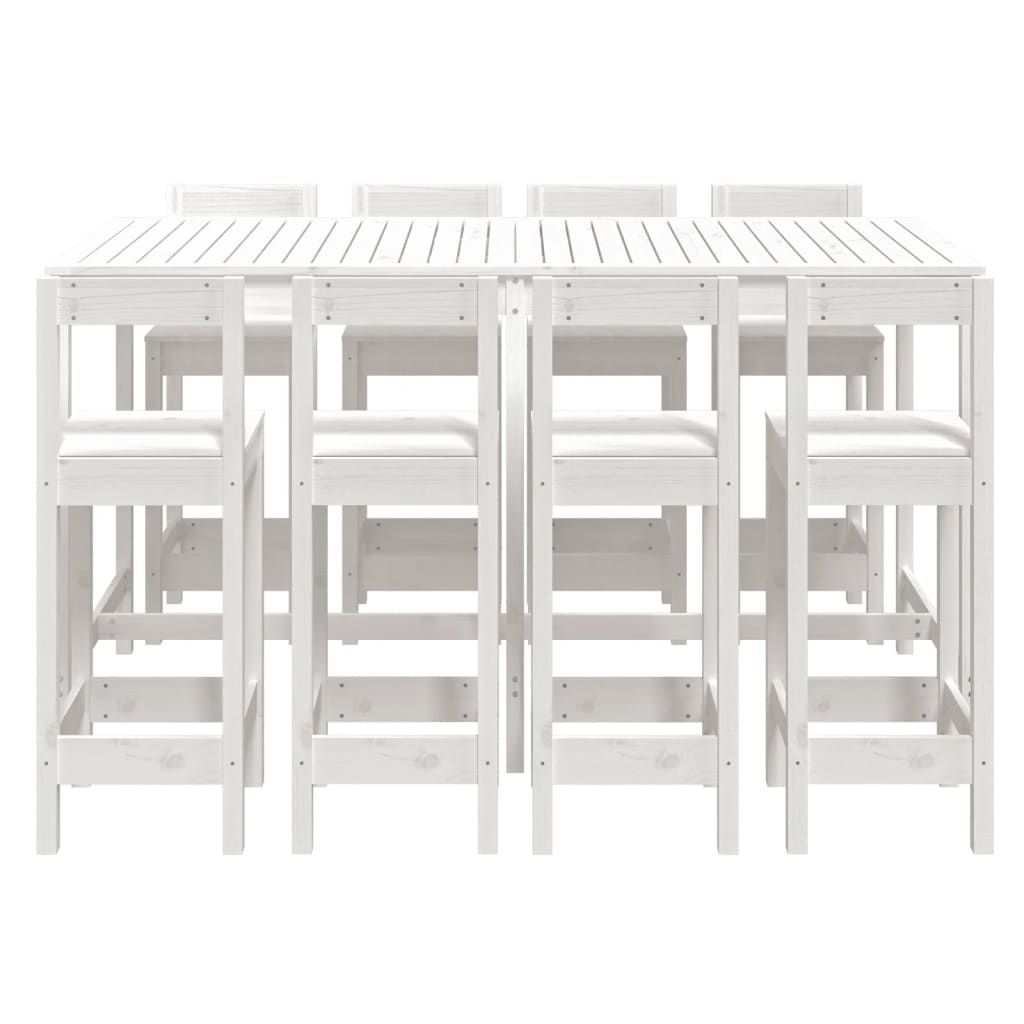 Set Bar da Giardino 9 pz Bianco in Legno Massello di Pino 3154771