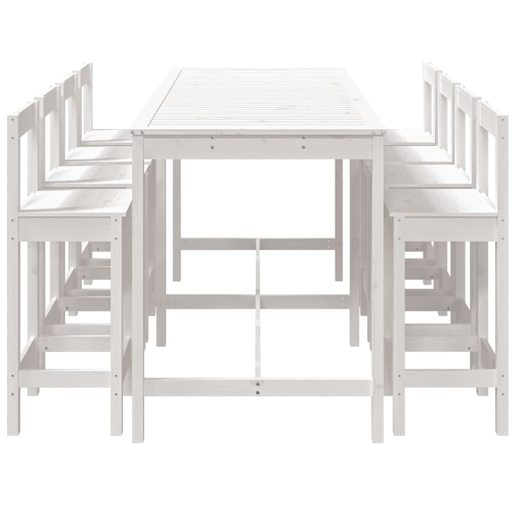 Set Bar da Giardino 9 pz Bianco in Legno Massello di Pino 3154771