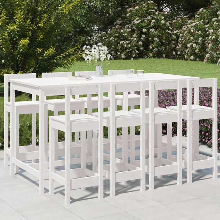 Set Bar da Giardino 9 pz Bianco in Legno Massello di Pino 3154771