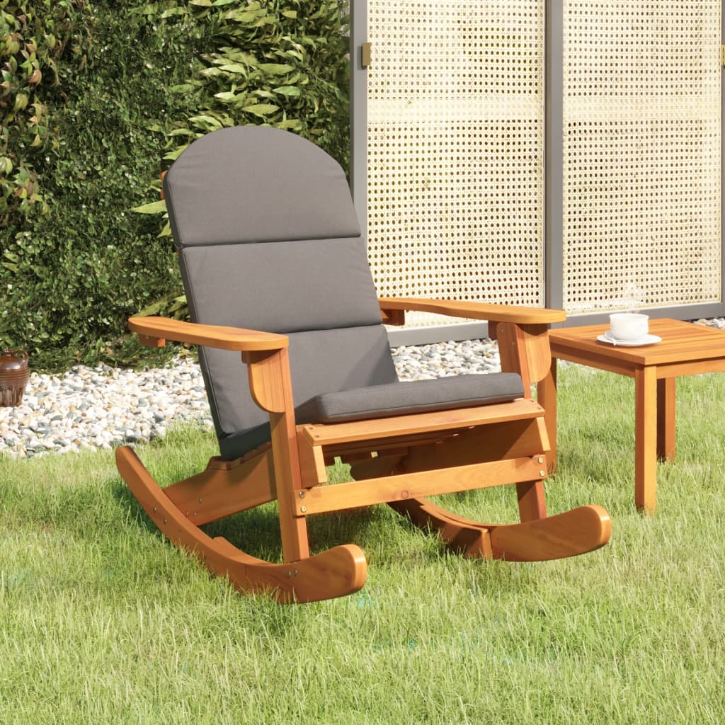 Sedia a Dondolo Adirondack con Cuscini Legno Massello di Acacia 360037