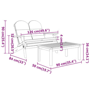 Set Salotto da Giardino Adirondack 2pz Legno Massello di Acacia 360042