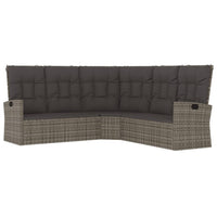 Divano Angolare Reclinabile con Cuscini in Polyrattan Grigio 362182