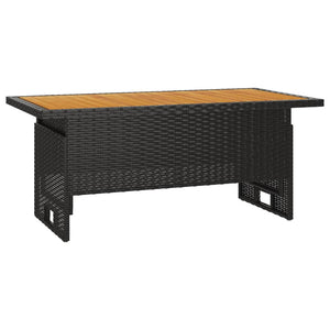 Tavolo Giardino Nero 100x50x43/63cm Massello Acacia Polyrattan 362187